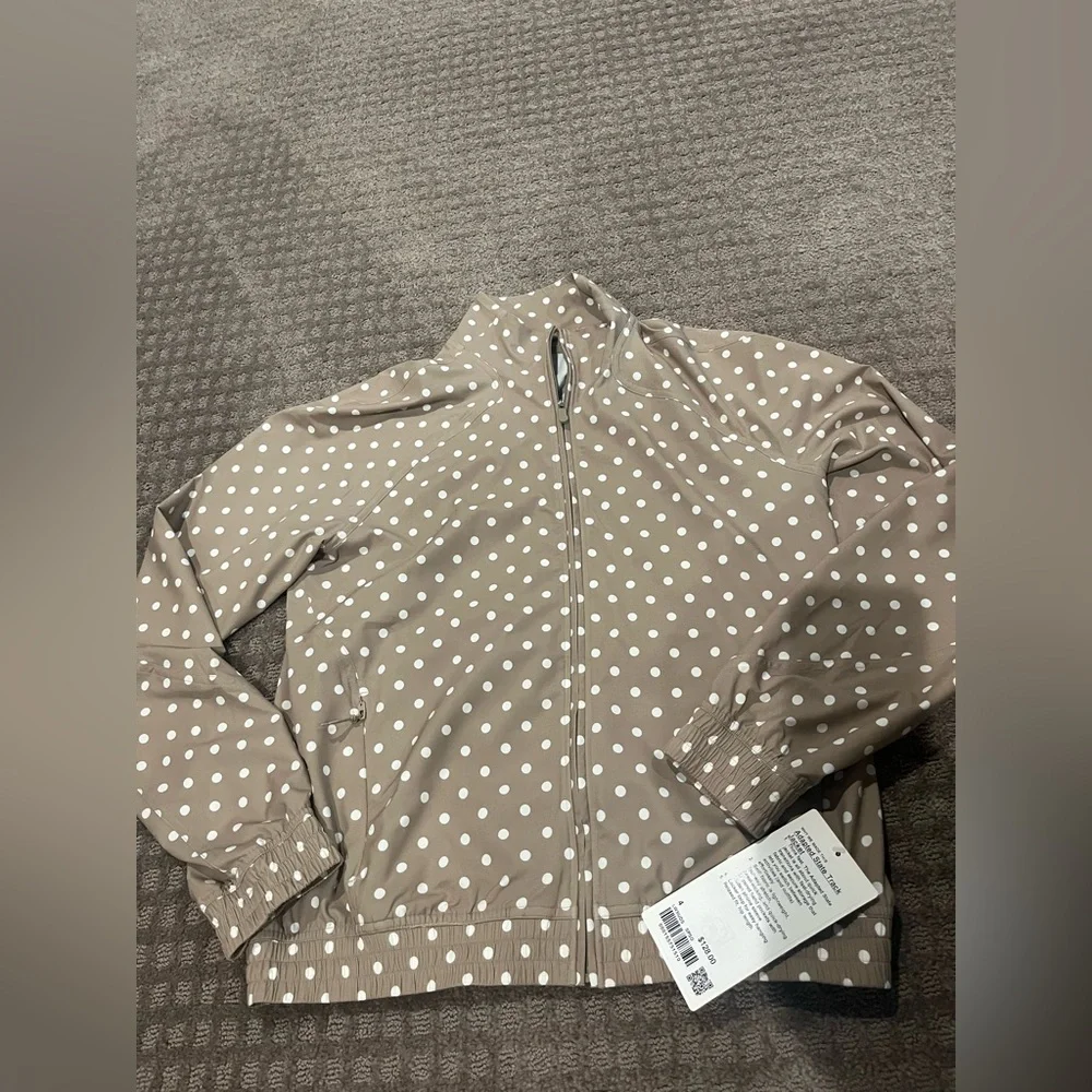NWT Lululemon Adapted State Track Jacket, Simple Polka White Sheer Oak, Size 6 - Picture 4 of 6